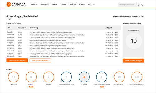 Funktionsumfang - Carmada - Fuhrparkmanagement in der Cloud