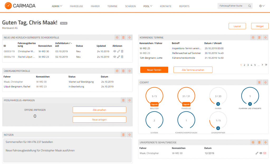 CARMADA Versions-Update - Carmada - Fuhrparkmanagement in der Cloud