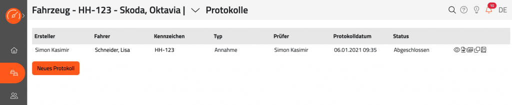 Reiter Protokolle im Fahrzeug