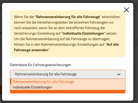 Einstellungen zur Rahmenvereinbarung