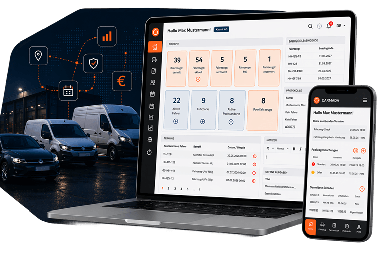 Ansicht CARMADA Software und Fahrer-App