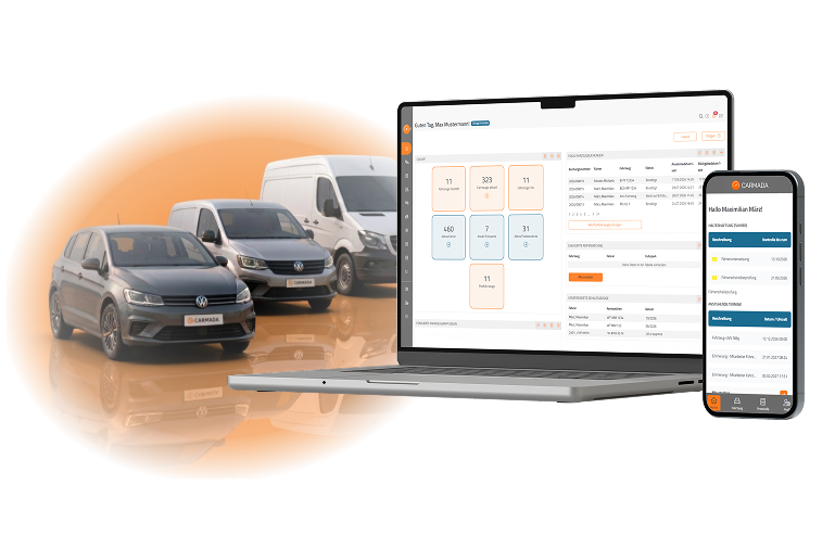 Ansicht CARMADA Software und Fahrer-App